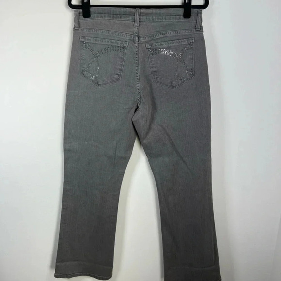 NYDJ Womens Flare Jeans Gray High Rise Stretch Embellished Made in USA 12 Petite - Picture 7 of 12